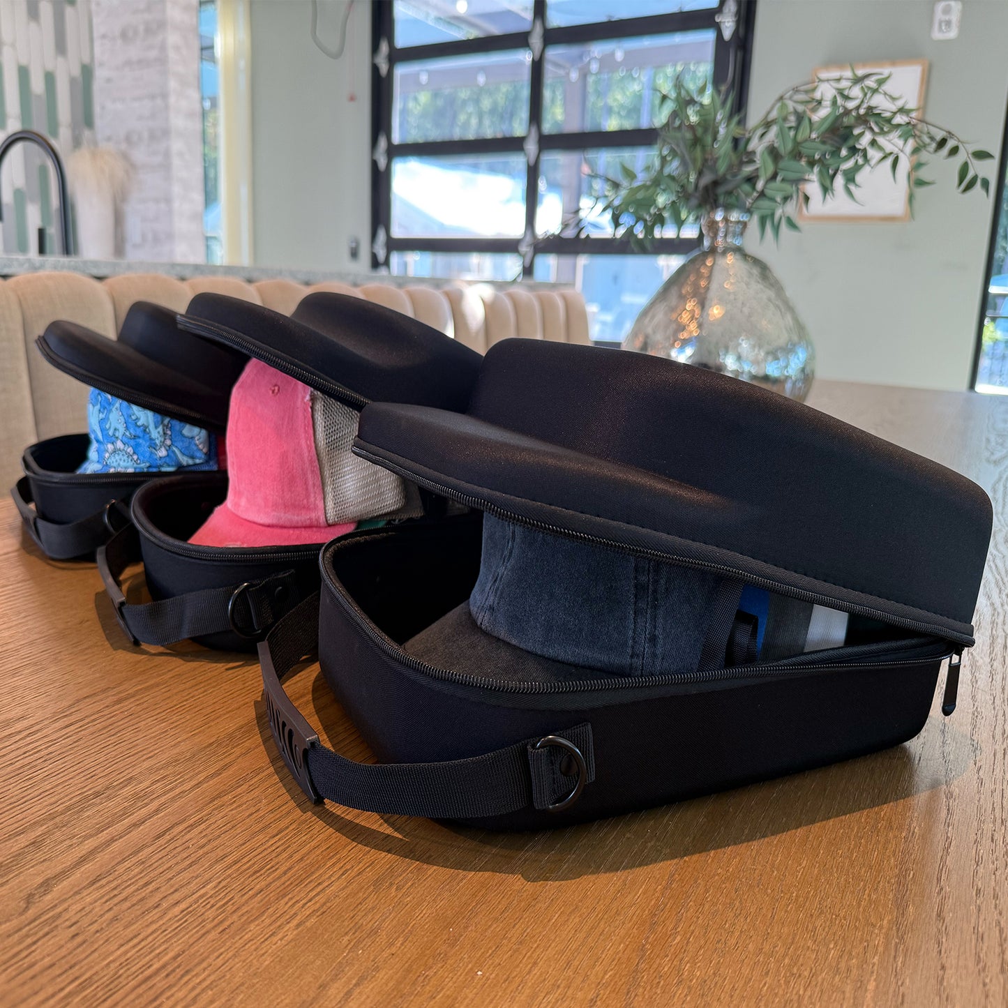 Set of 3 Travel Cases for Baseball Caps - Hard Hat Cases Hold Up to 21 Hats