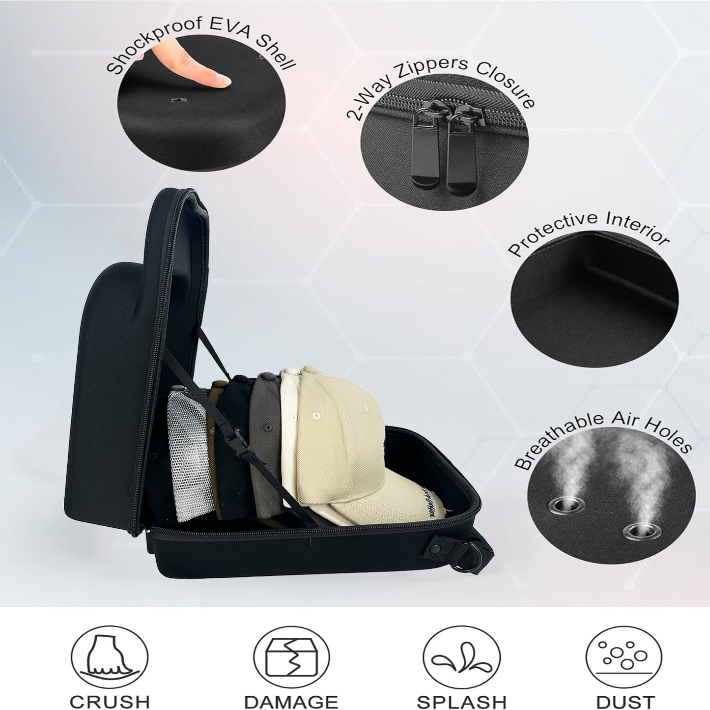 Hat Travel Case | Hat Organizer | Baseball Cap Organizer | Hat Cap Carrier