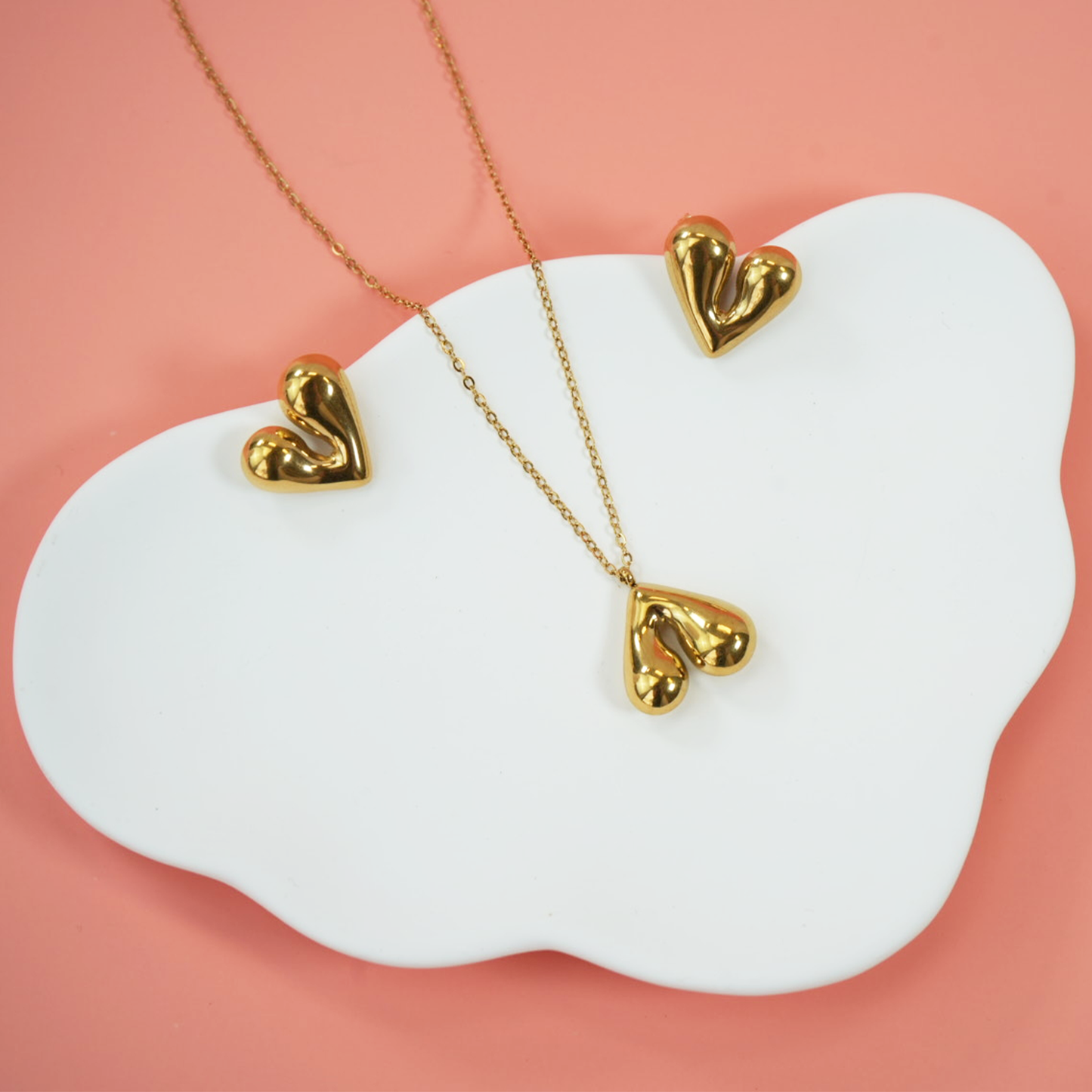 Declaration of Love Heart Earrings & Necklace