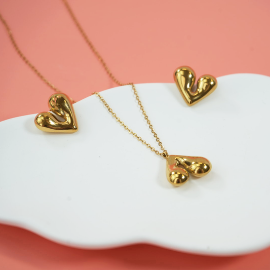 Declaration of Love Heart Earrings & Necklace