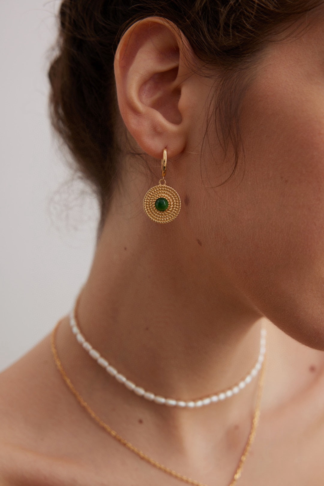 Vintage Emerald Circle Earrings
