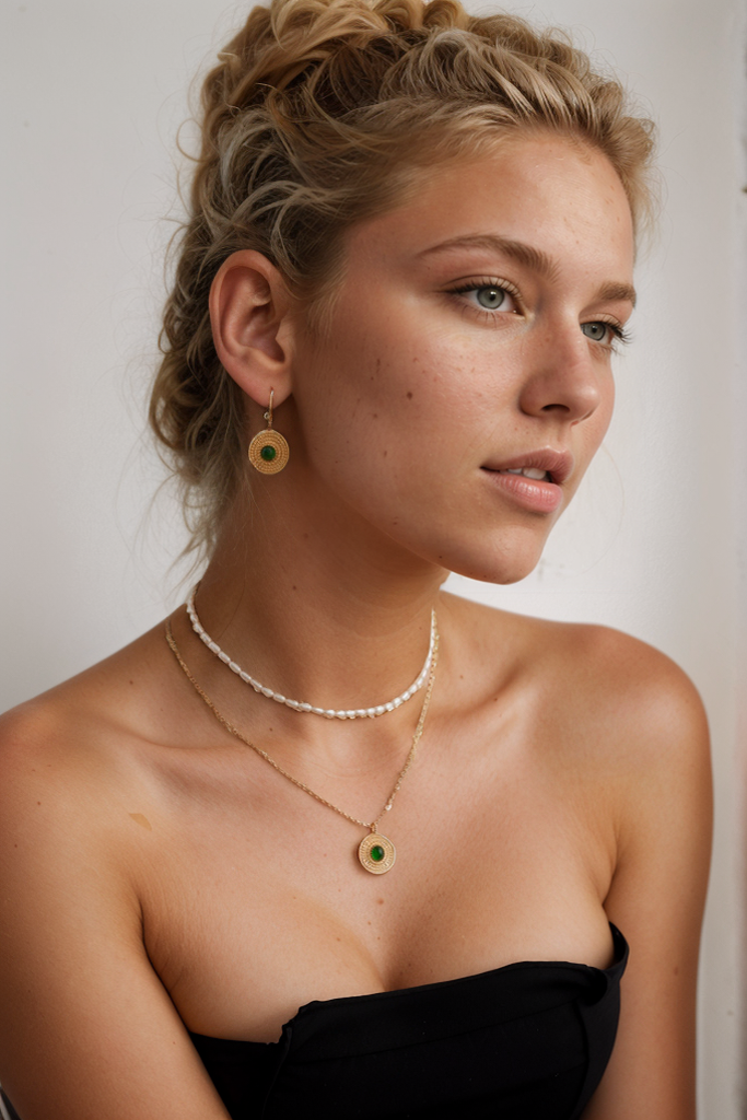 Vintage Emerald Circle Earrings