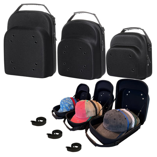 Set of 3 Travel Cases for Baseball Caps - Hard Hat Cases Hold Up to 21 Hats